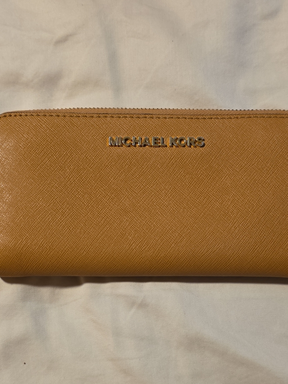 Michael Kors Mustard Saffiano Zip Wallet